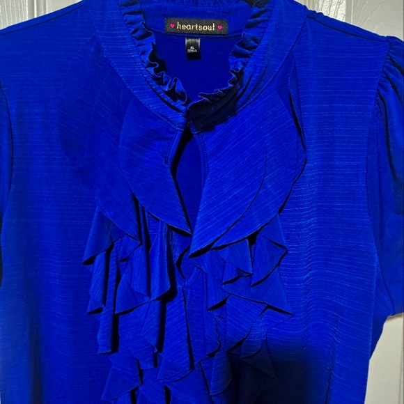 Royal Blue Ruffle Blouse - Picture 3 of 3